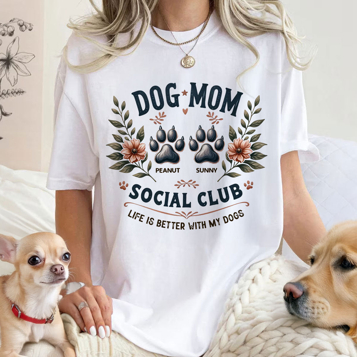 Dog Mom Social Club Personalized Shirt, Trendy Gift for Dog Moms
