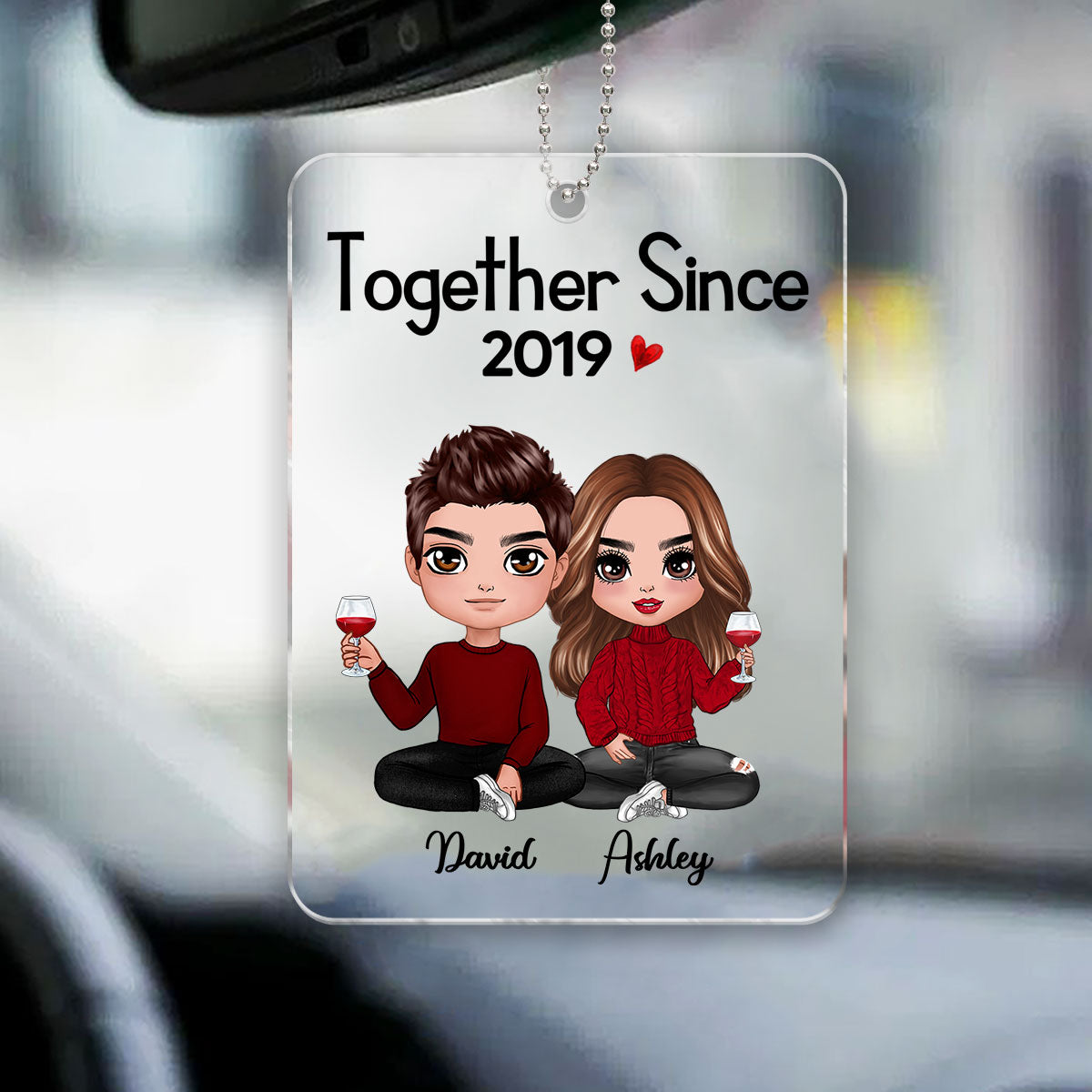 Doll Couple Sitting Together Since Personalized Acrylic Ornament - Anniversary Gift For Couple - Gift For Him, Gift For Her
