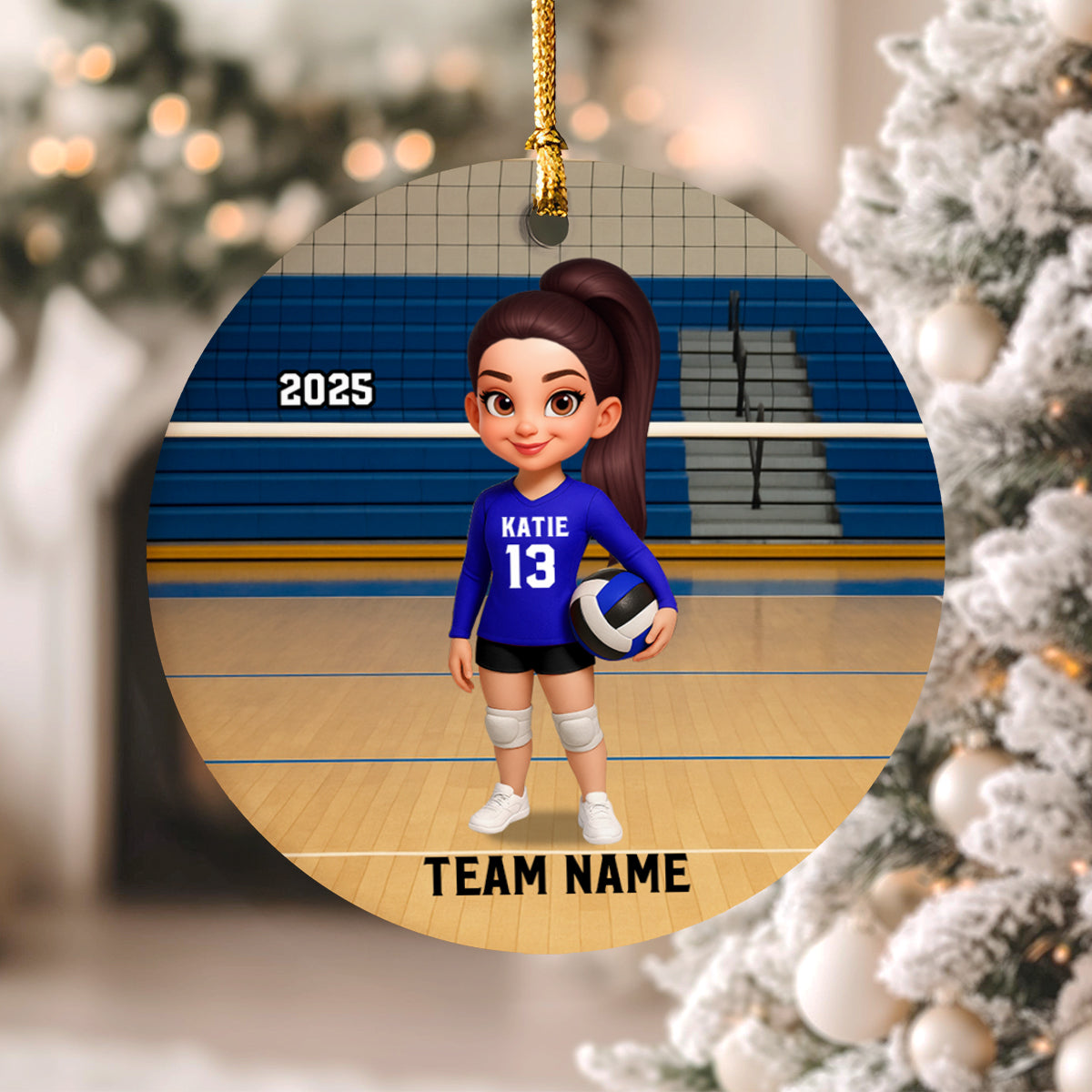 Volleyball Player On The Court - Personalized Ceramic Ornament - Christmas Gift For Volleyball Lovers, School Volleyball Team