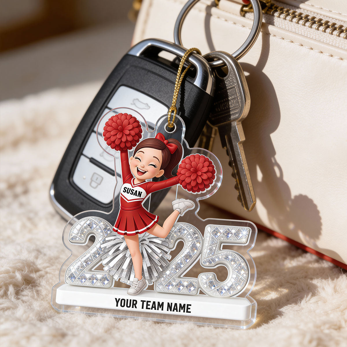 3D Shining Effect Cheerleader - Personalized Acrylic Car Hanger - Gift For Cheerleaders