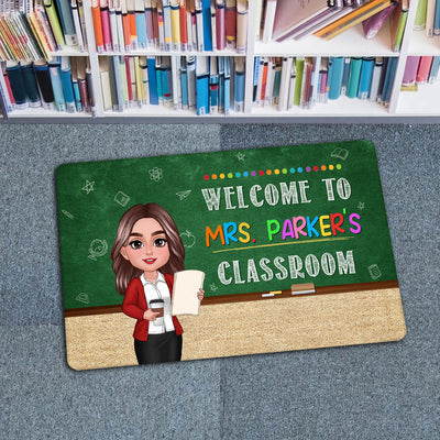 Classroom Green Board Welcome To Classroom Teacher Personalized Doormat