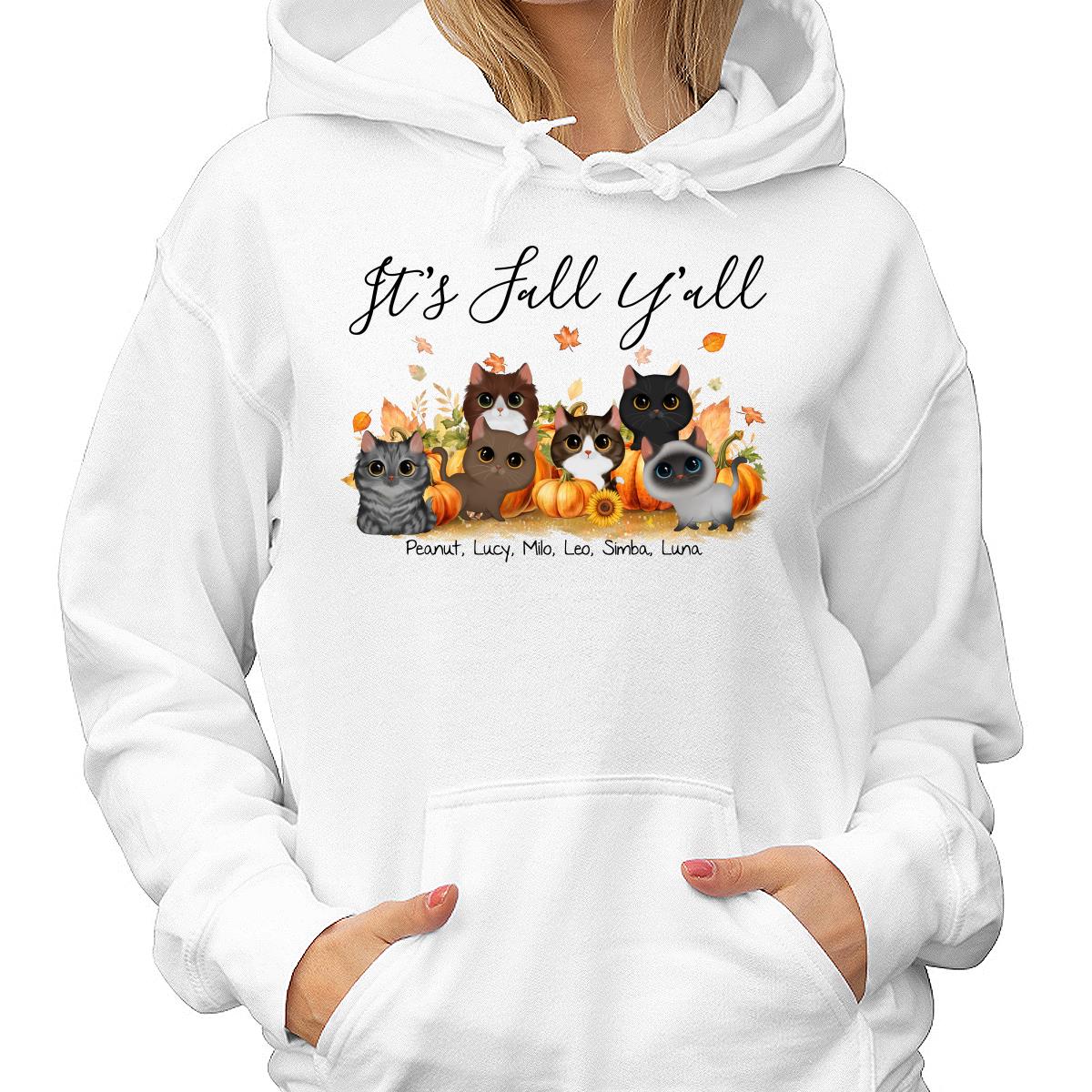 Fall Season Watercolor Cute Cats Playing In Pumpkin Patch Personalized Shirt