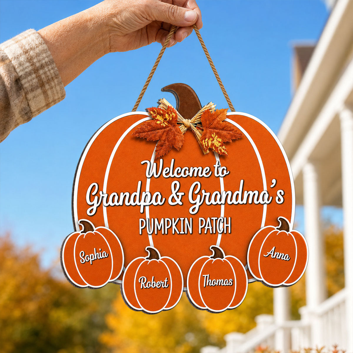 Fall Season Vibe Welcome To Grandma Grandpa Pumpkin Patch - Personalized Wood Sign - Fall Decoration For Grandparents