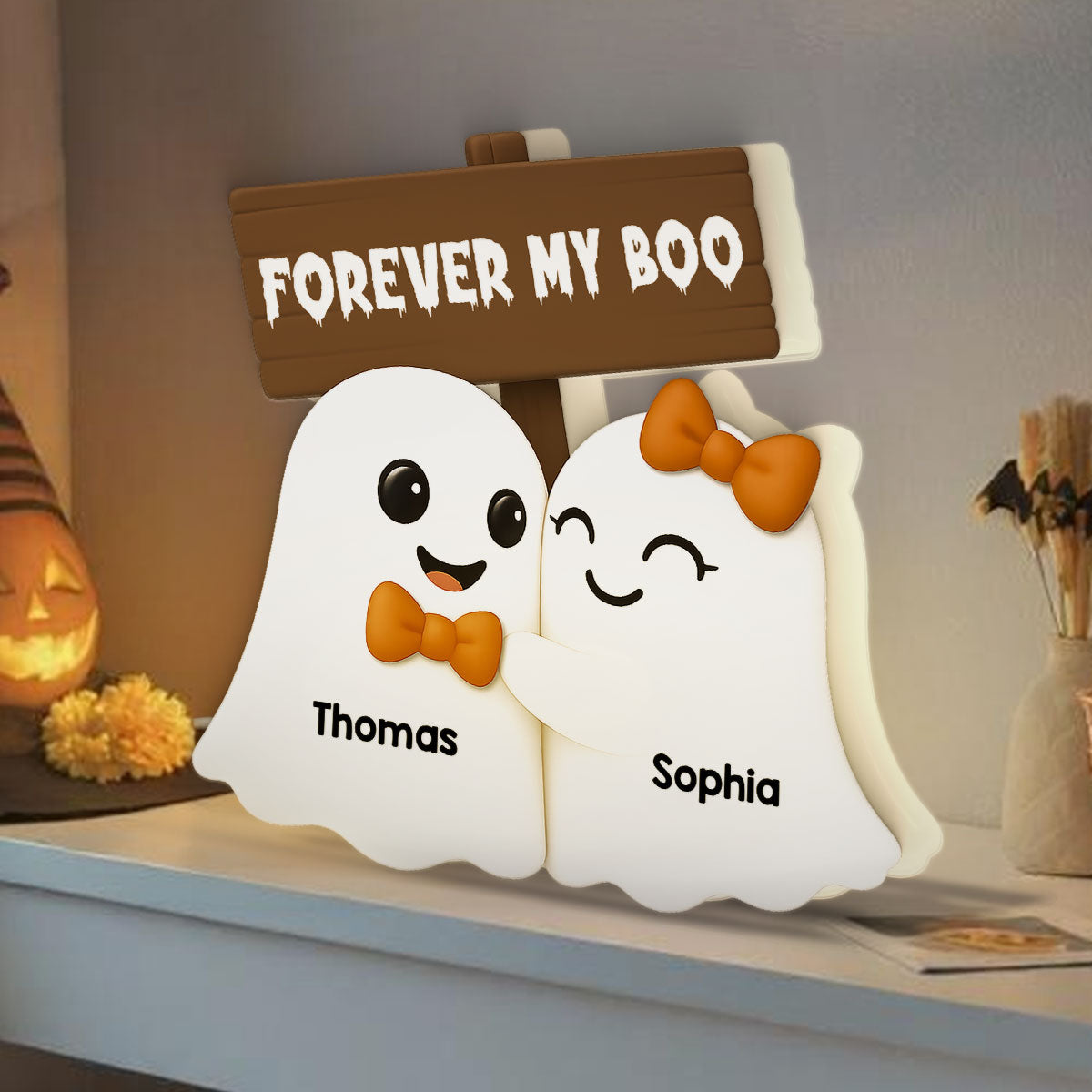 Halloween Boo Couple Personalized LED Light Box, Halloween Home Decoration