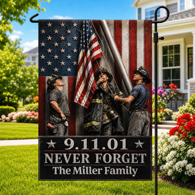 9/11 Memorial Flag of Heroes - Personalized Garden Flag - Outdoor Indoor House Outside Decor