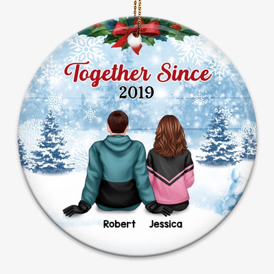 Winter Couple Together Since Personalized Circle Christmas Ornament