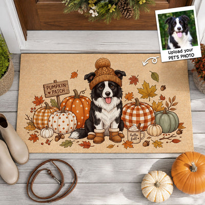Hello Fall Custom Dog Cat Pet Portrait from Photo - Personalized Doormat - Cozy Fall Decor for Pet Lovers