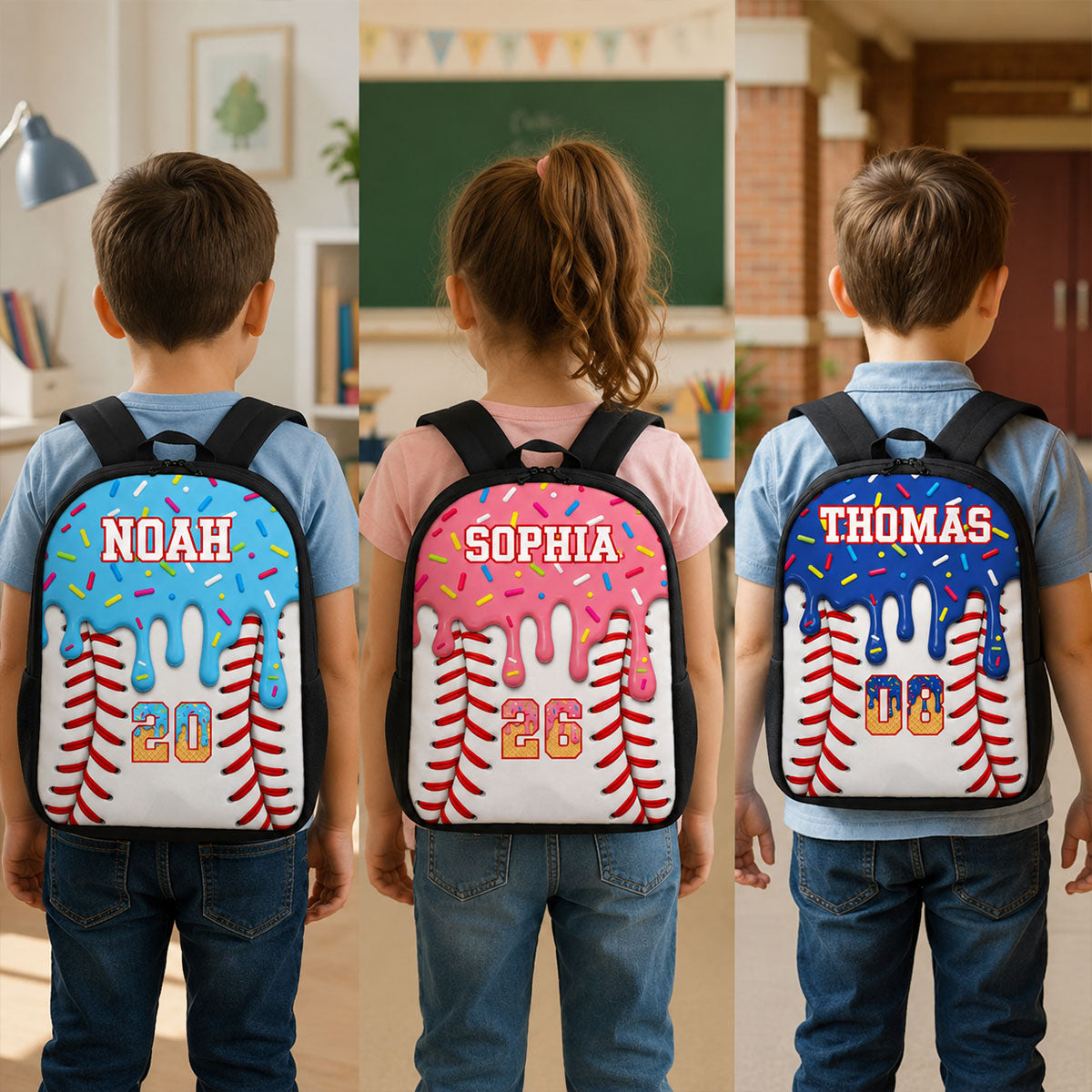 Baseball Drip Custom Name & Number - Personalized Backpack - Back To School Gift For Baseball Lovers, Baseball Players, Son, Daughter, Grandson, Granddaughter