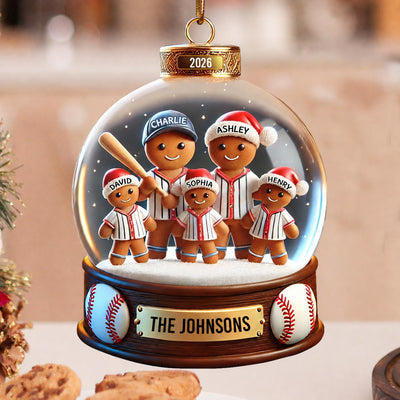 Baseball Gingerbread Family Sport Lover 3D Effect Personalized Acrylic Ornament, Unique 2024 Christmas Gift For Family
