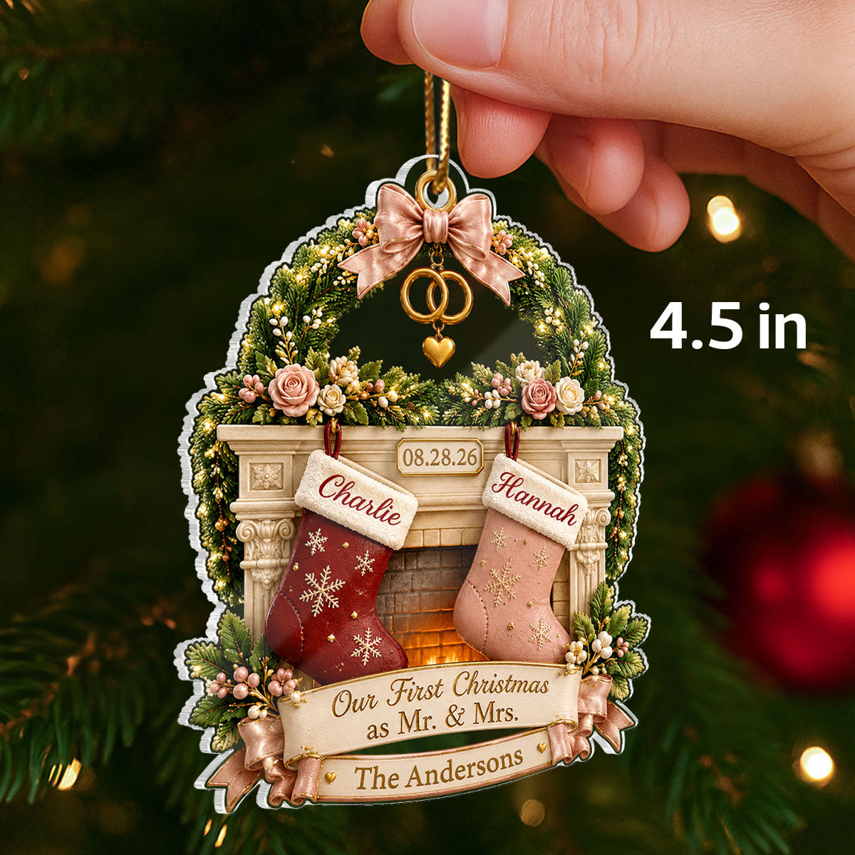 Our First Christmas As Mr And Mrs - Personalized Acrylic Ornament - Christmas Gift For Couple