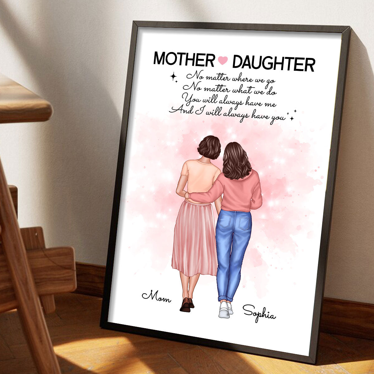 Mother Daughter No Matter Where We Go Gift Personalized Poster