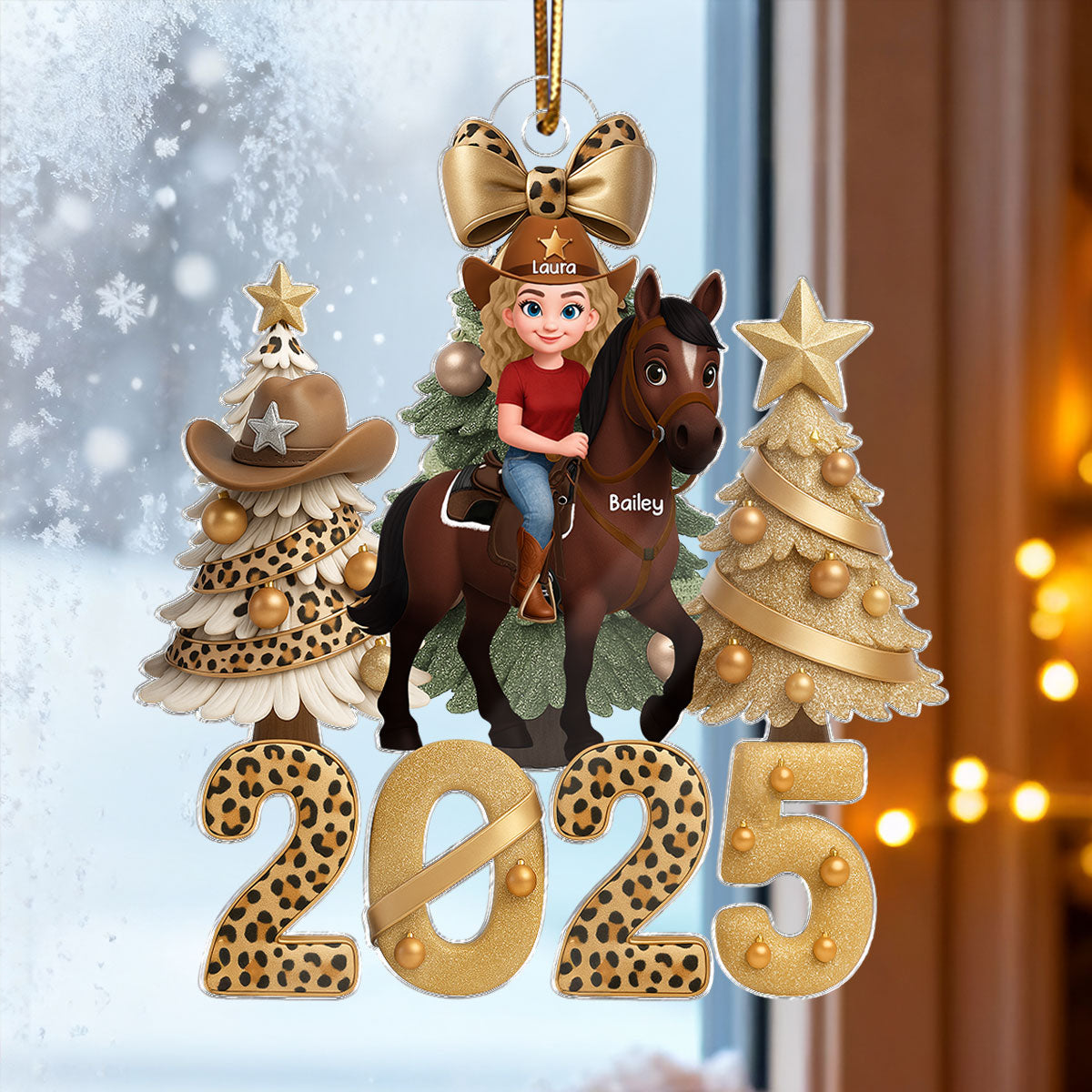 2025 Western Vibe Christmas Girl & Horse - Personalized Acrylic Ornament