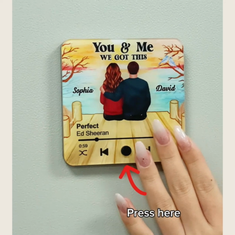 Couple Sitting Together Personalized Music Fridge Magnet, Heartfelt 2025  Gift For Couple, For Him, For Her, Boyfriend, Girlfriend, Husband, Wife