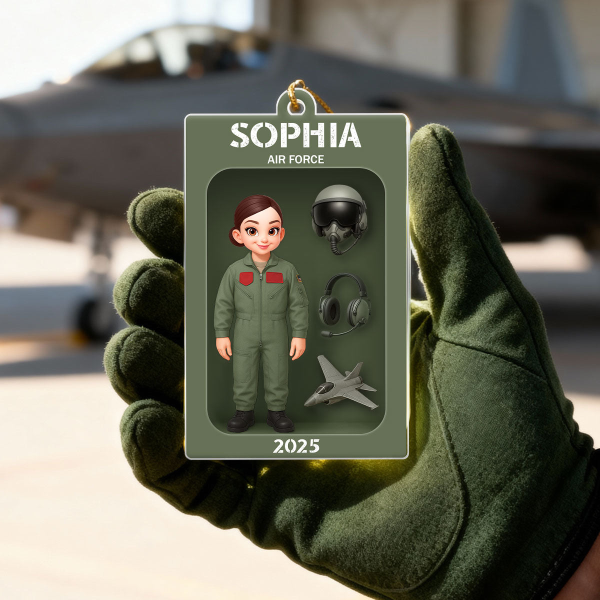 Air Force Figure 3D Effect Personalized Acrylic Ornament - Special Gift For The Air Force