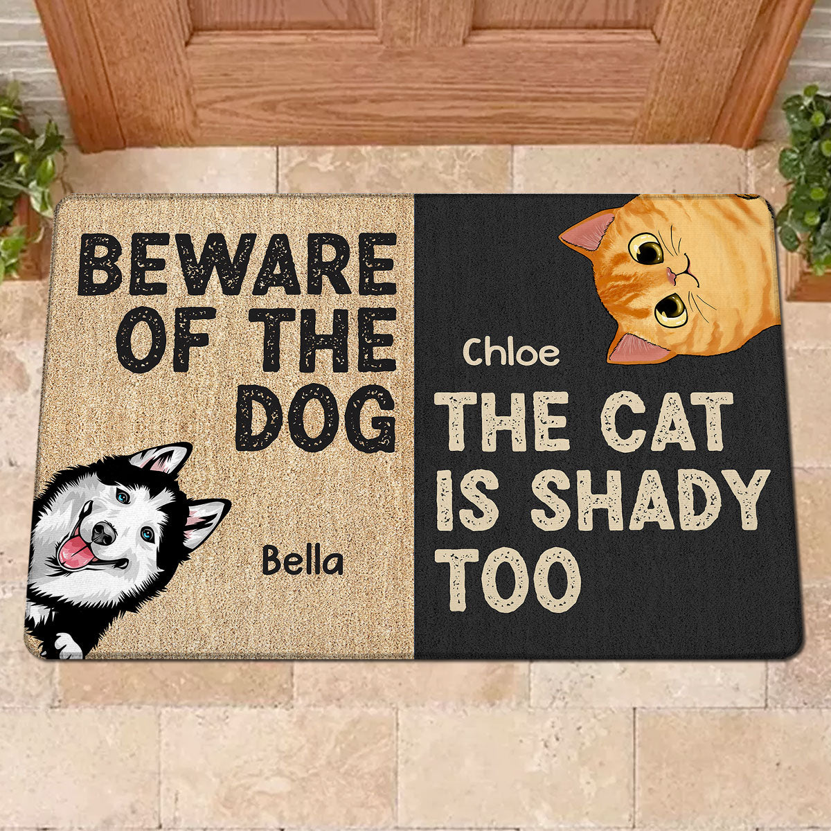 Beware Of The Dogs Cats Funny Personalized Dootmat