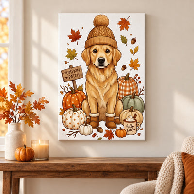 Custom Dog Photo Pumpkin Patch - Personalized Canvas - Fall Gift for Dog Moms, Cat Moms, Pet Lovers
