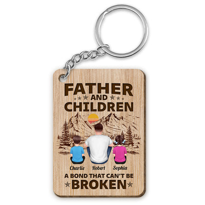 Father Daughter A Bond Can‘t Be Broken Personalized Wooden Keychain