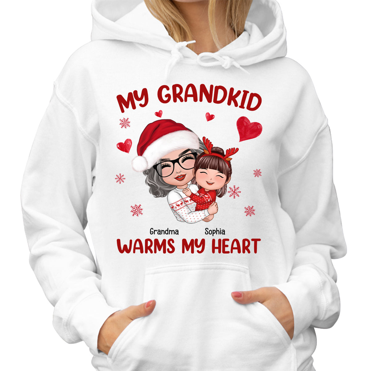 Christmas Doll Grandma Hugging Kid My Grandkids Warm My Heart Personalized Shirt
