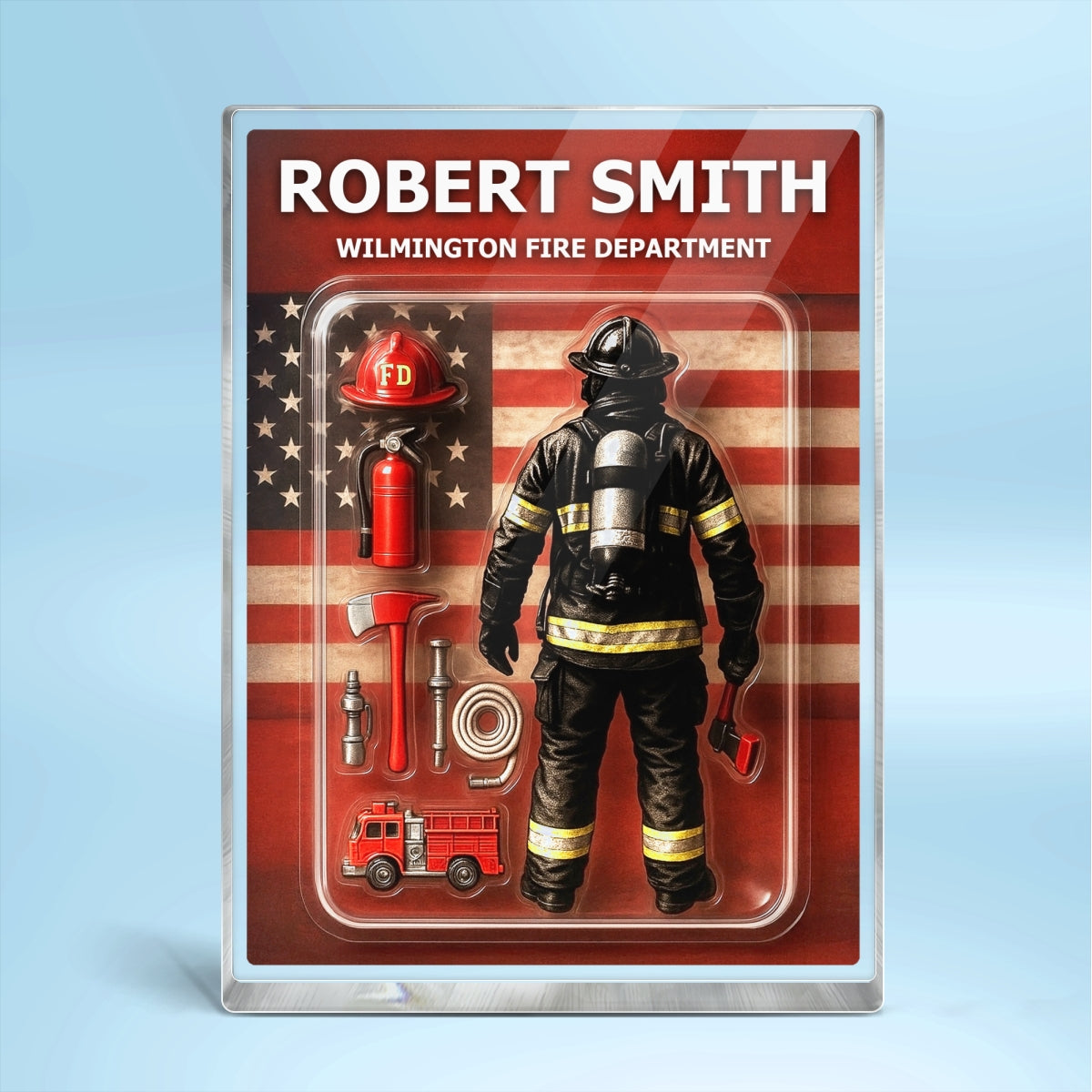 Firefighter Custom Figure Personalized Acrylic Block Plaque, Father's Day Gift for Dad, Gift for Husband