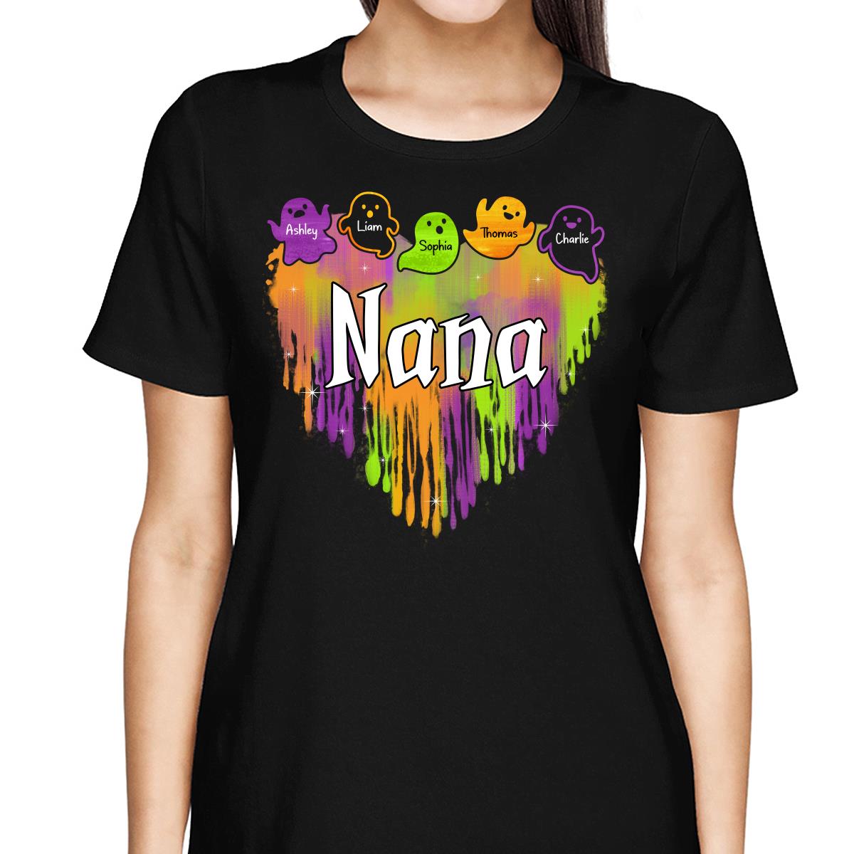 Halloween Grandma Melting Heart Boo Grandkids Names Personalized Shirt