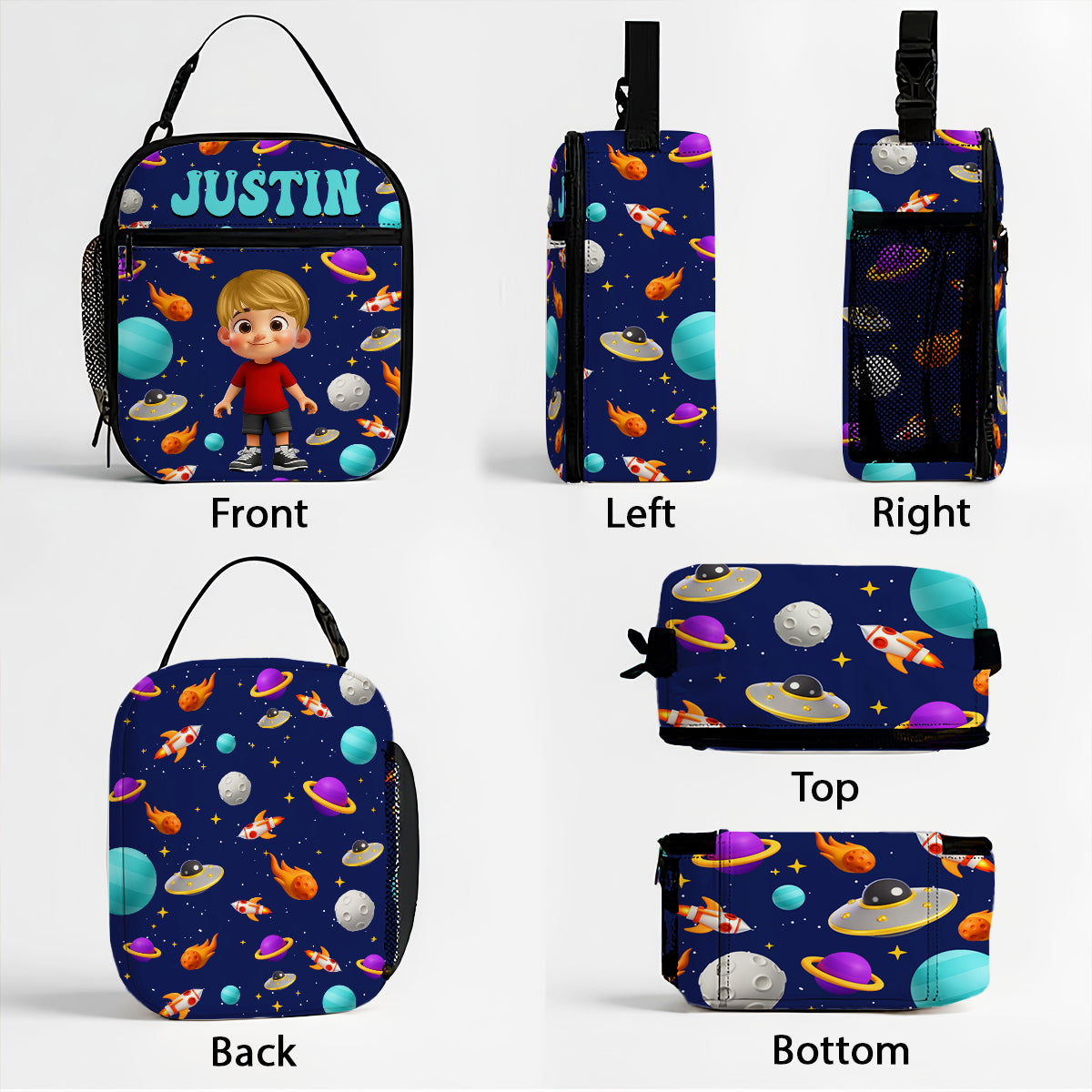 Cute Kid Dinosaurs Cars Astronaut Unicorn Mermaid Personalized Insulated Kid Lunch Bag, Back To School gift