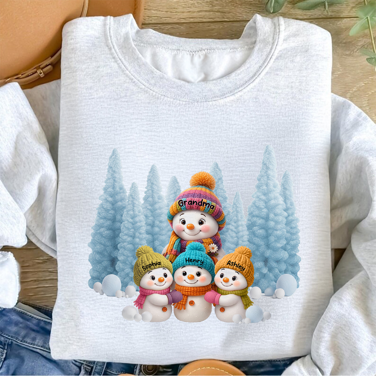 Christmas Blue Vibe Snowman Grandma - Personalized Sweatshirt - Christmas Gift for Grandma