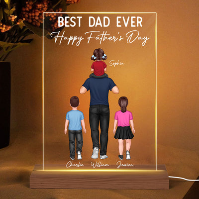 Dad And Kids Piggy Back Personalized LED Night Light, Father's Day Gift For Dad, For Husband