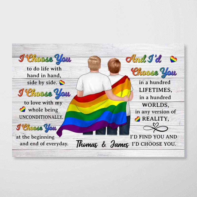 LGBTQ+ Couple I Choose You Pride Month Personalized Poster, Gift For Couple