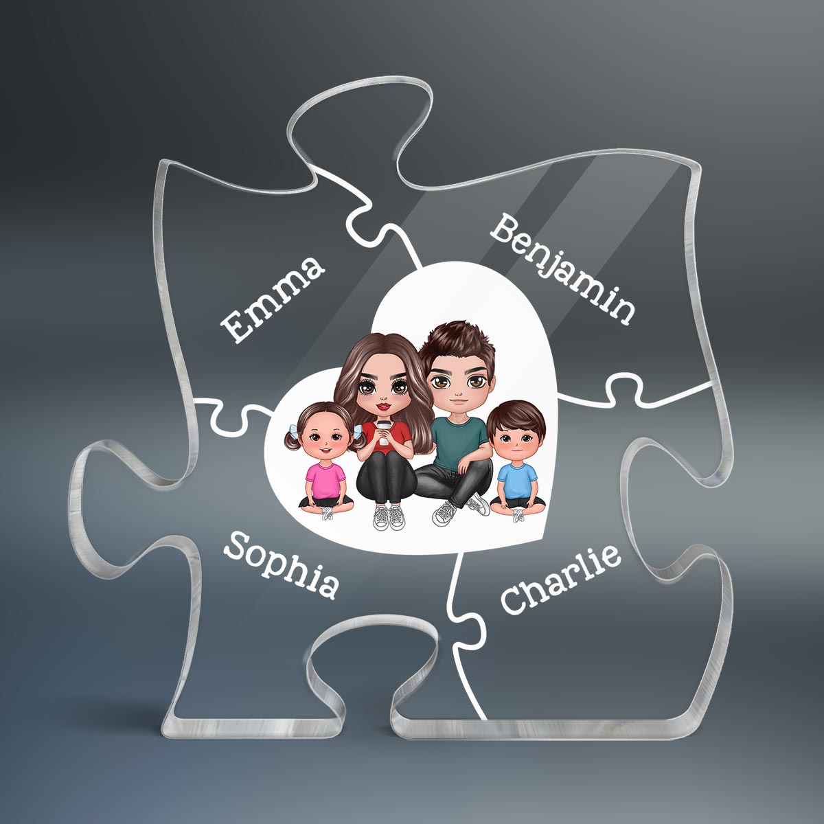 Together We Make A Family Puzzle Heart Personalized Acrylic Puzzle Plaque