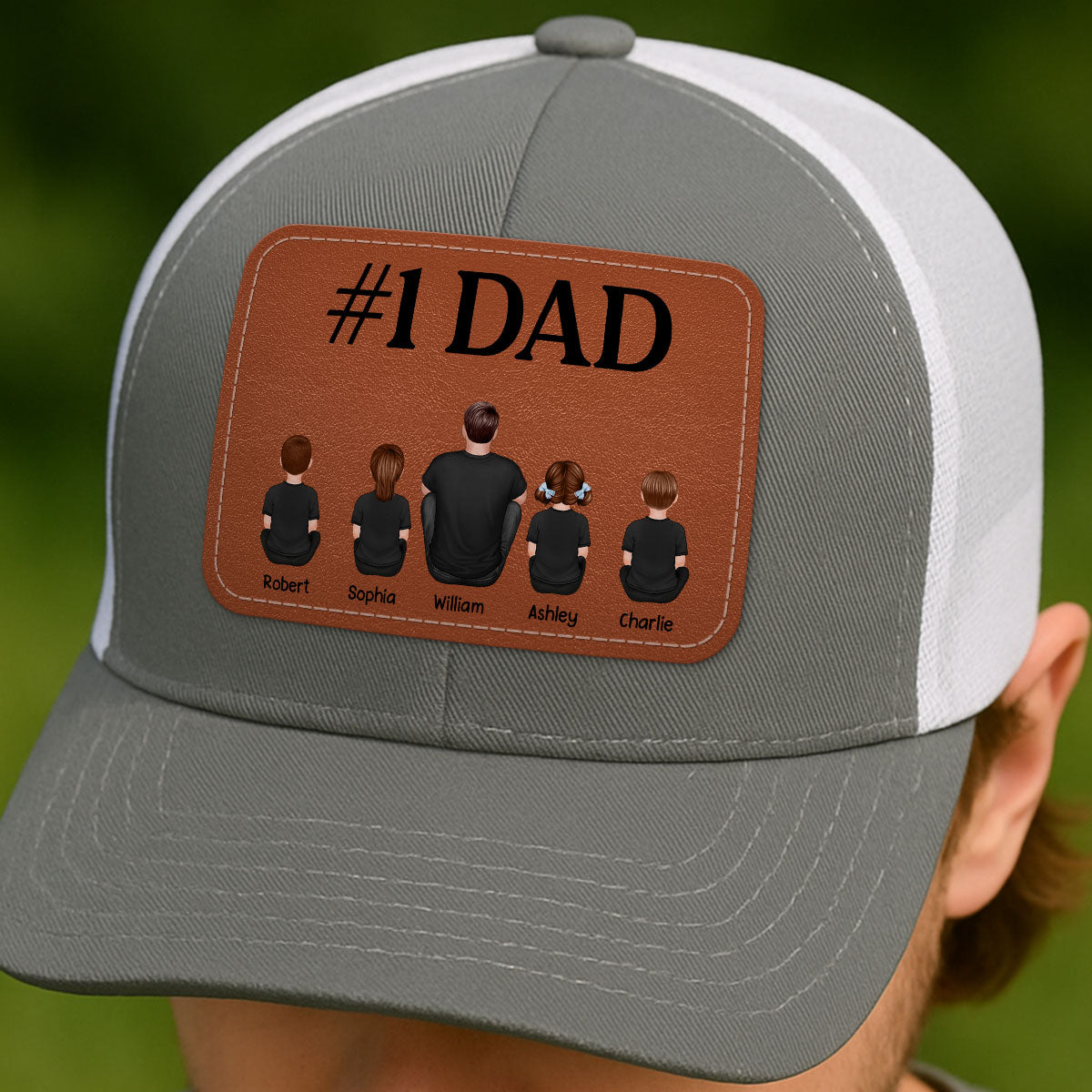 Dad We Love You Personalized Leather Patch Hat, Gift For Dad