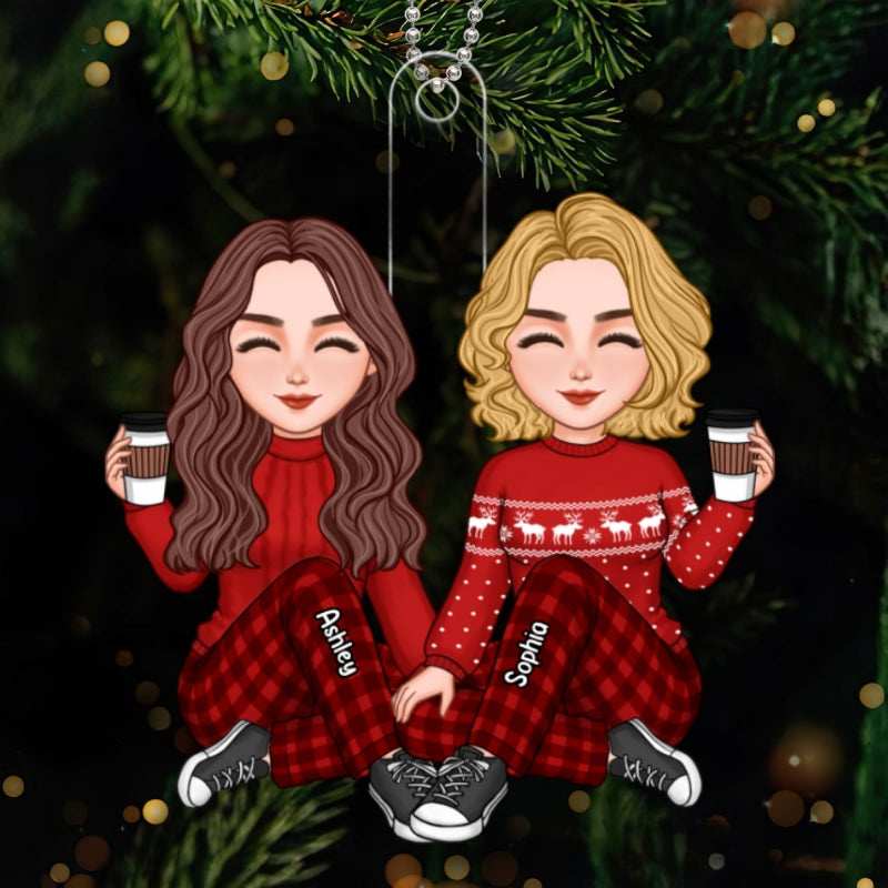 Cute Besties Sisters Christmas Gift Personalized Acrylic Ornament