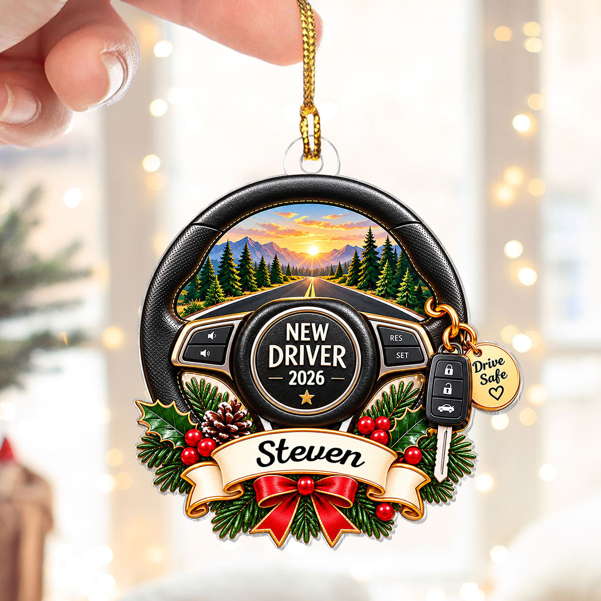 Custom Name New Driver - Personalized Acrylic Ornament - First Car New License Driving Keepsake Gift For Boy Girl