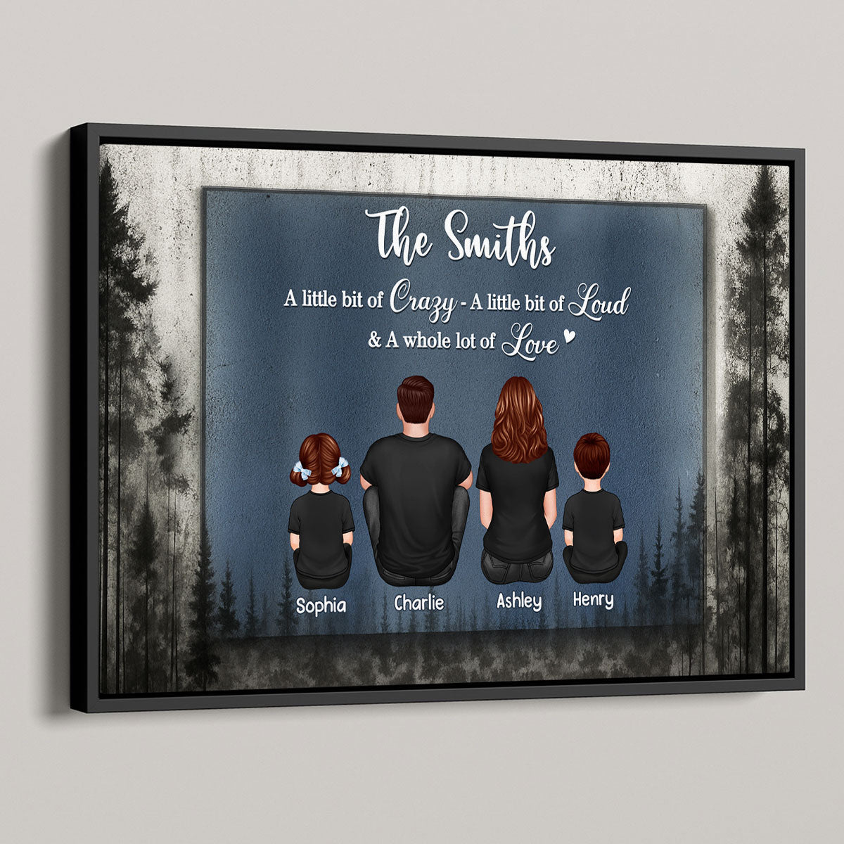 Family Vintage Blue Forest Personalized Poster, Family Gift, Father's Day gift for Dad, for Husband