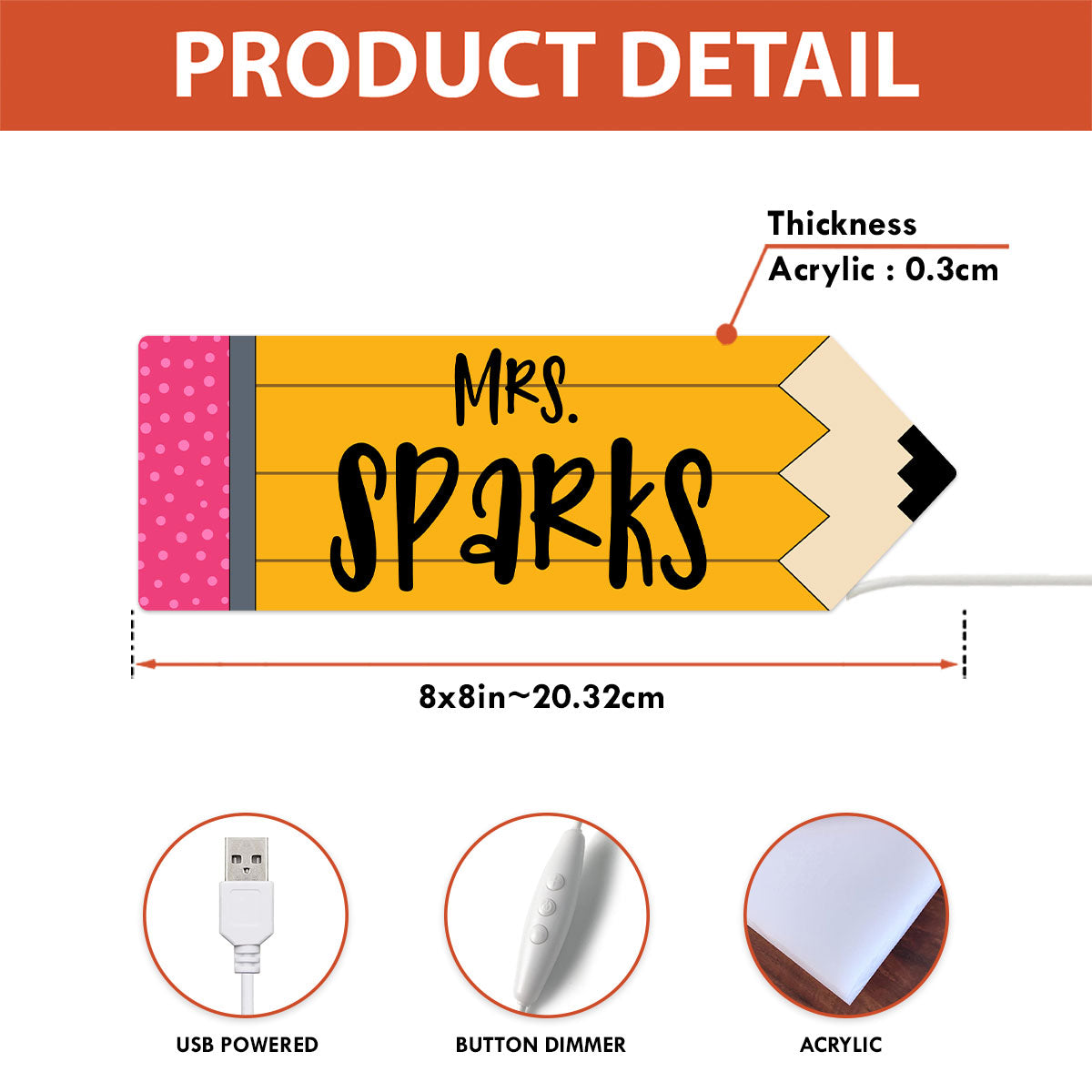 Teacher Pencil Personalized Light Box, Teacher Appreciation Gift, Back To School Gift