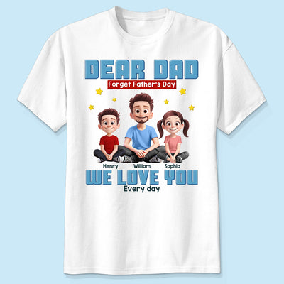 Cartoon Funny Dad And Kids Forget Father's Day Personalized Shirt, Gift For Dad