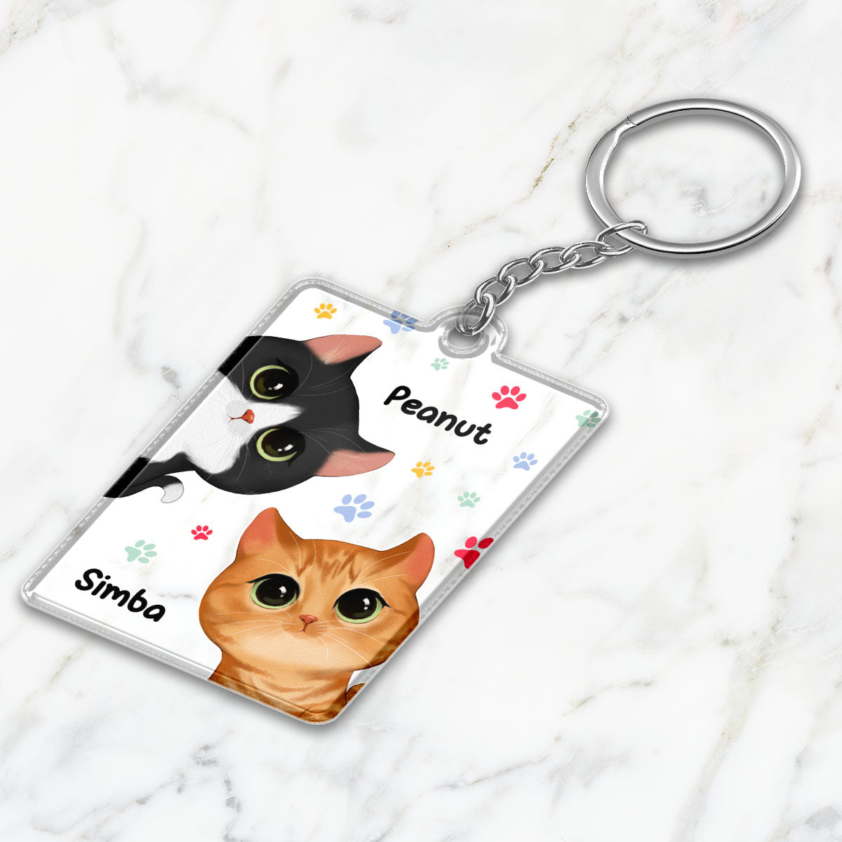 Cute Watercolor Cats Peeking Gift For Cat Lover Personalized Acrylic Keychain