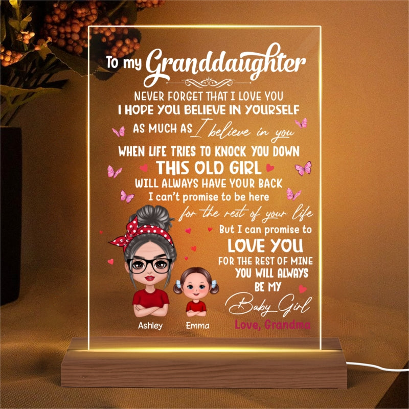 Grandma To My Granddaughter Grandson Personalized Rectangle Acrylic Plaque LED Lamp Night Light