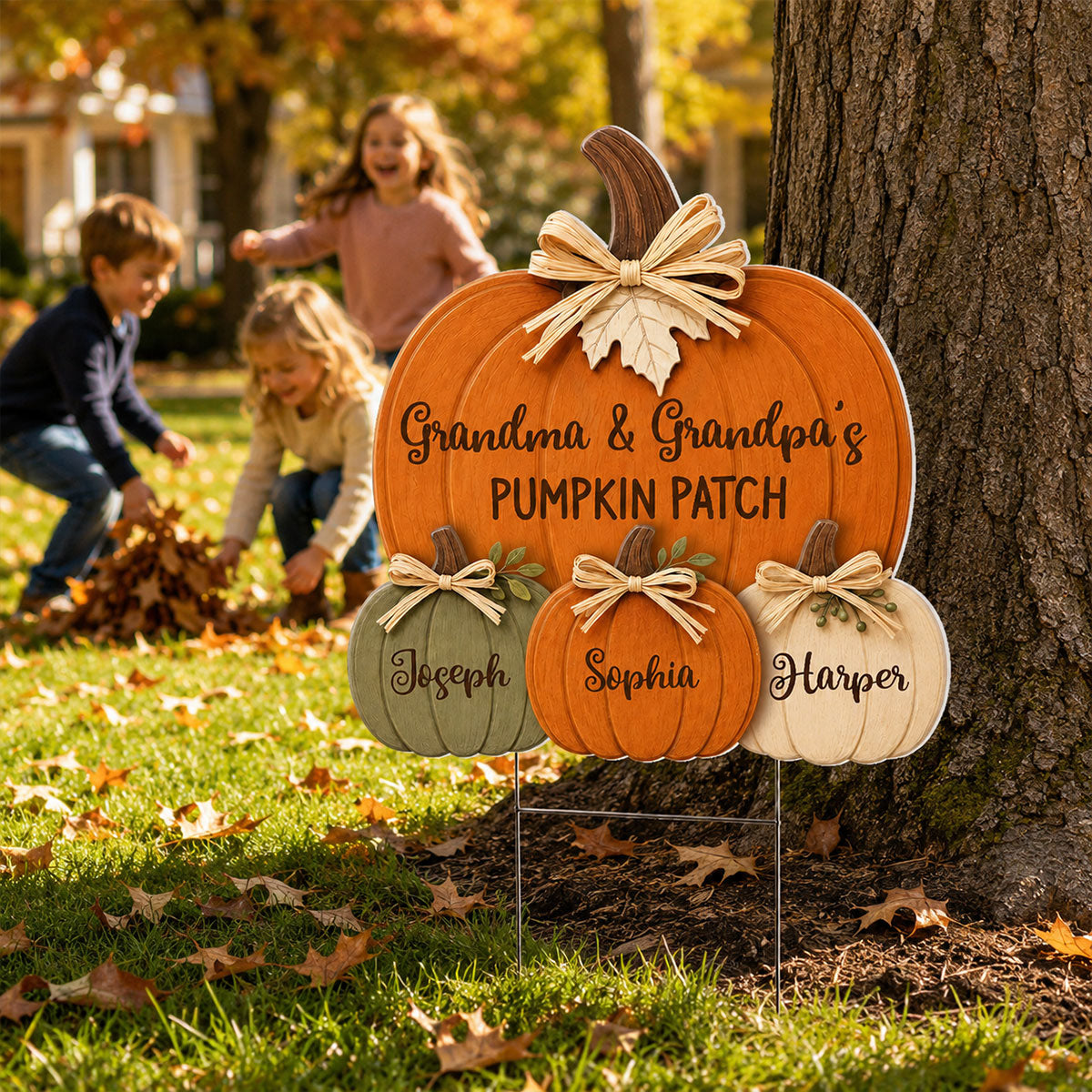 Cozy Rustic Fall Vibe Grandpa Grandma's Pumpkin Patch - Personalized Yard Sign - Fall Decor For Grandparents