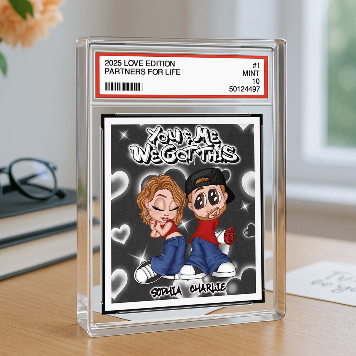Y2K Couple Trading Card Style Personalized Acrylic Block Plaque, Gift For Him, Gift For Her