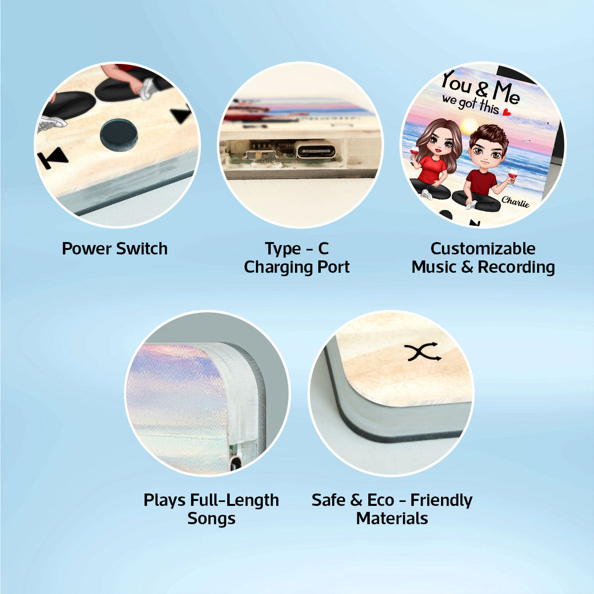 Doll Couple Sitting Together Since Favorite Song Personalized Music Fridge Magnet,  Gift For Couple