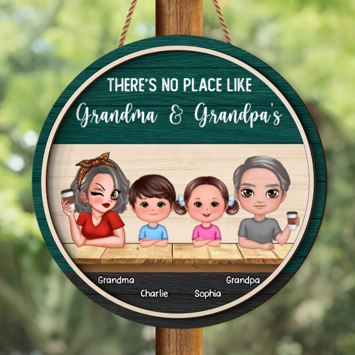 No Place Like Grandma Grandpa's House, Personalized 2 Layer Wooden Door Sign, Home Decor