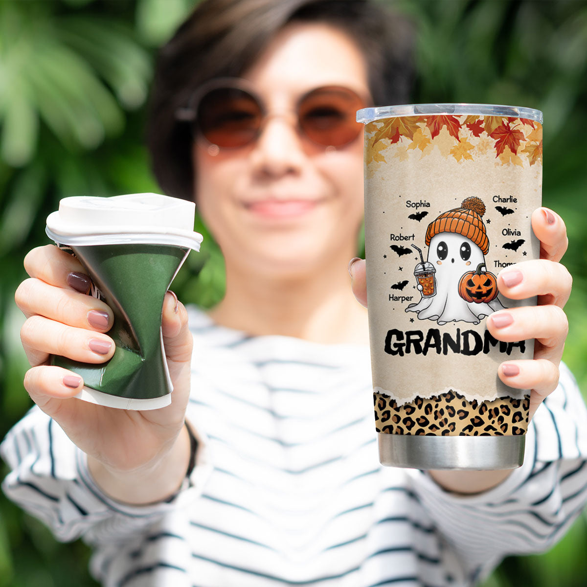 Fall Season Halloween Grandma Boo Personalized Tumbler