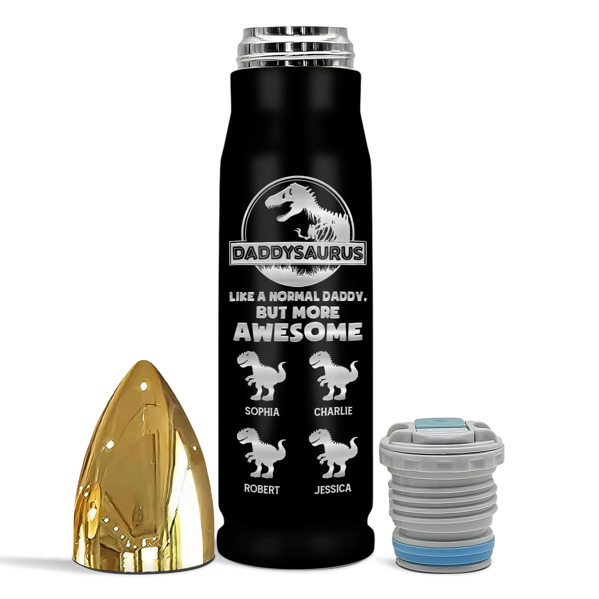 Daddysaurus Grandpasaurus Funny Gift For Dad Grandpa Personalized Bullet Tumbler