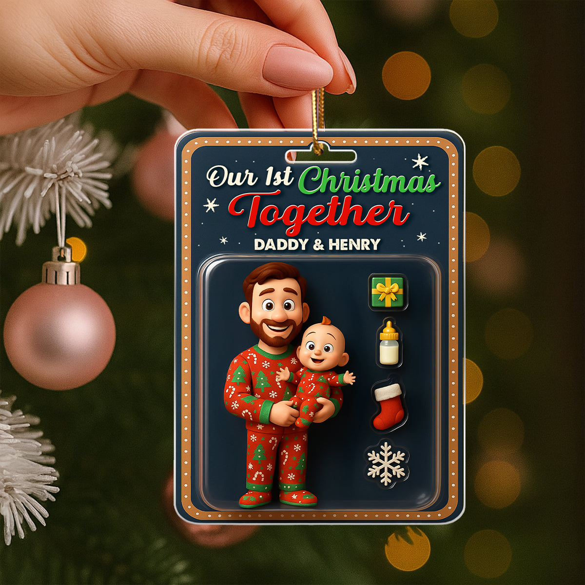 Our 1st Christmas Together Daddy & Baby Personalized Acrylic Ornament, 2025 Thoughtful Christmas Gift for New Dad