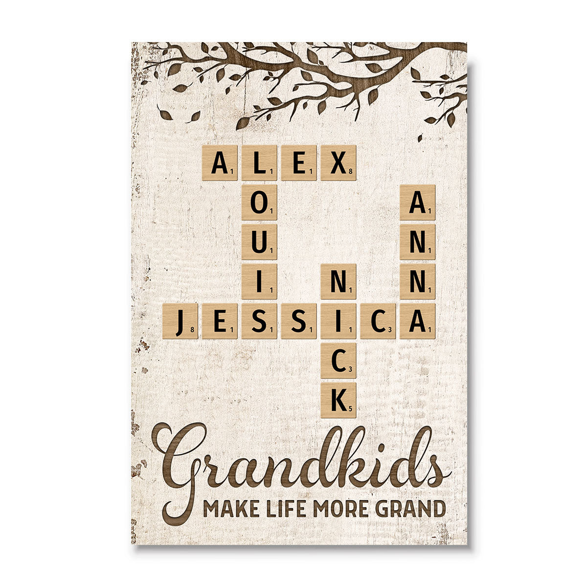 Grandkids Make Life More Grand Crossword Puzzle Art Personalized Poster