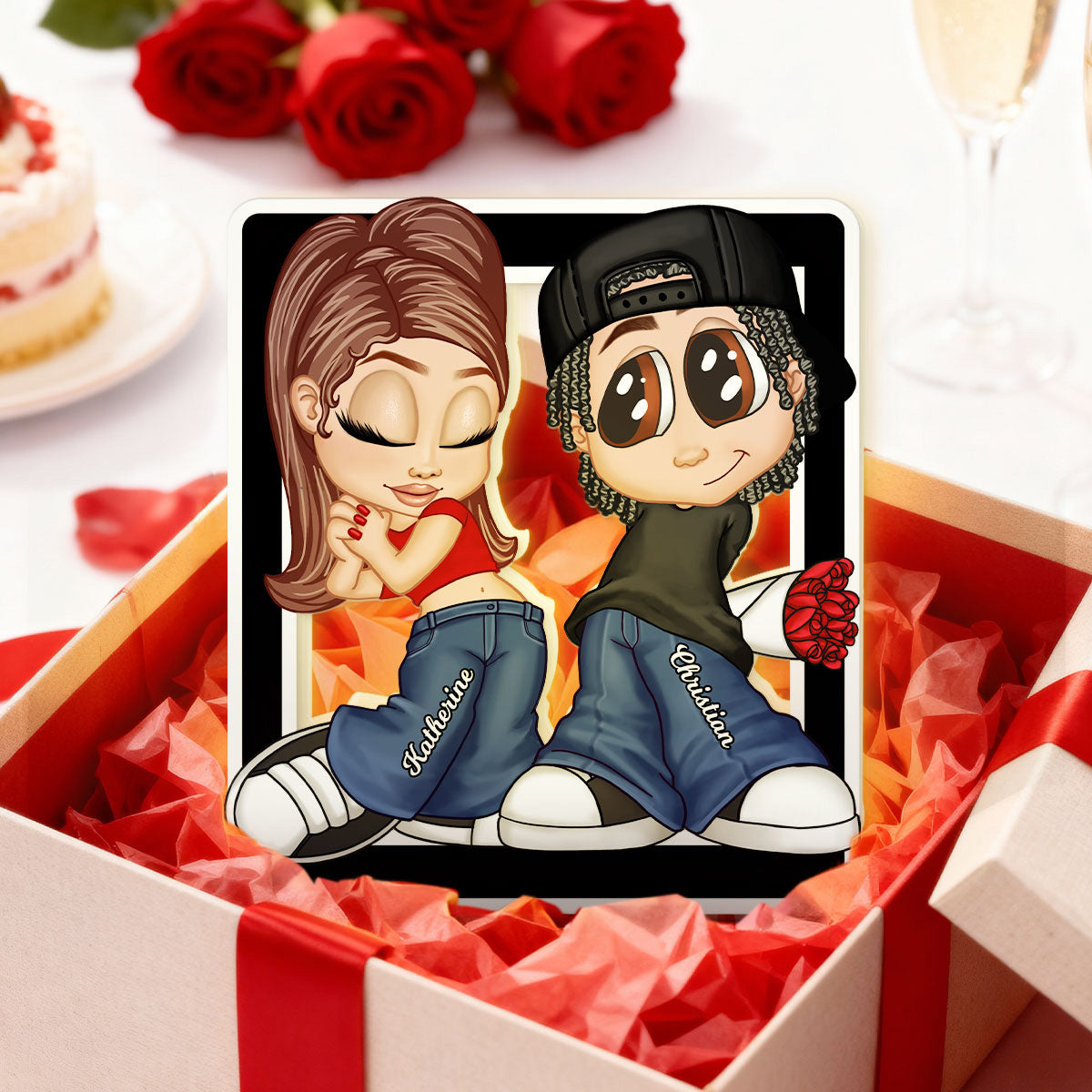 Y2K Style Couple Forever Love - Personalized Light Box - Gift For Couple