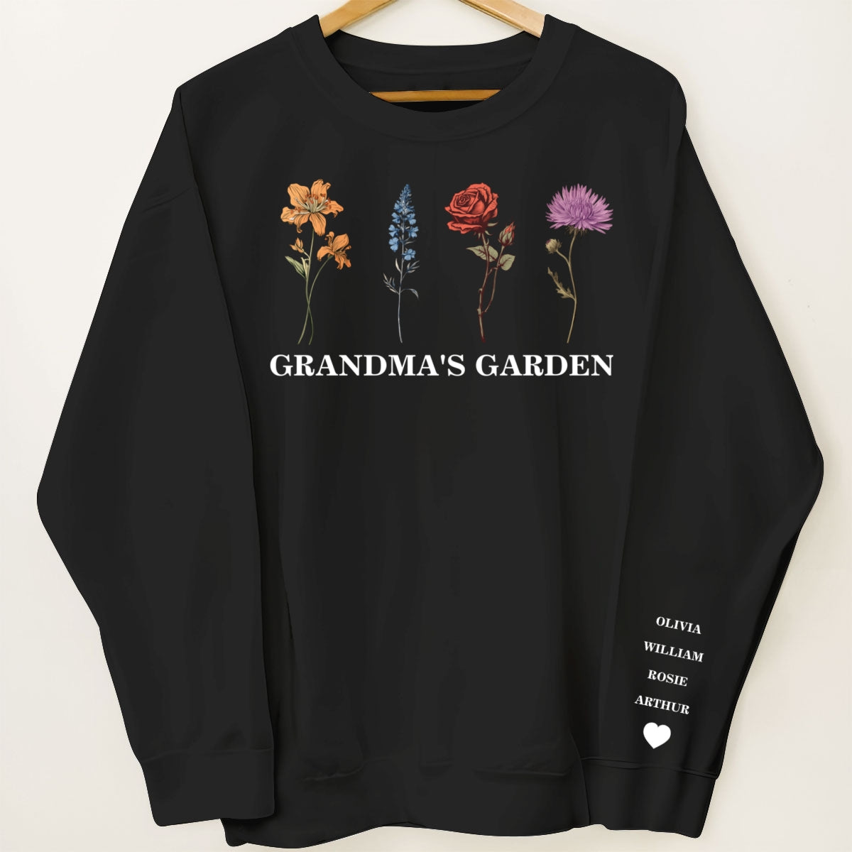 Custom Birth Month Sweatshirt Birth Flower Sweater, Grandma's Garden