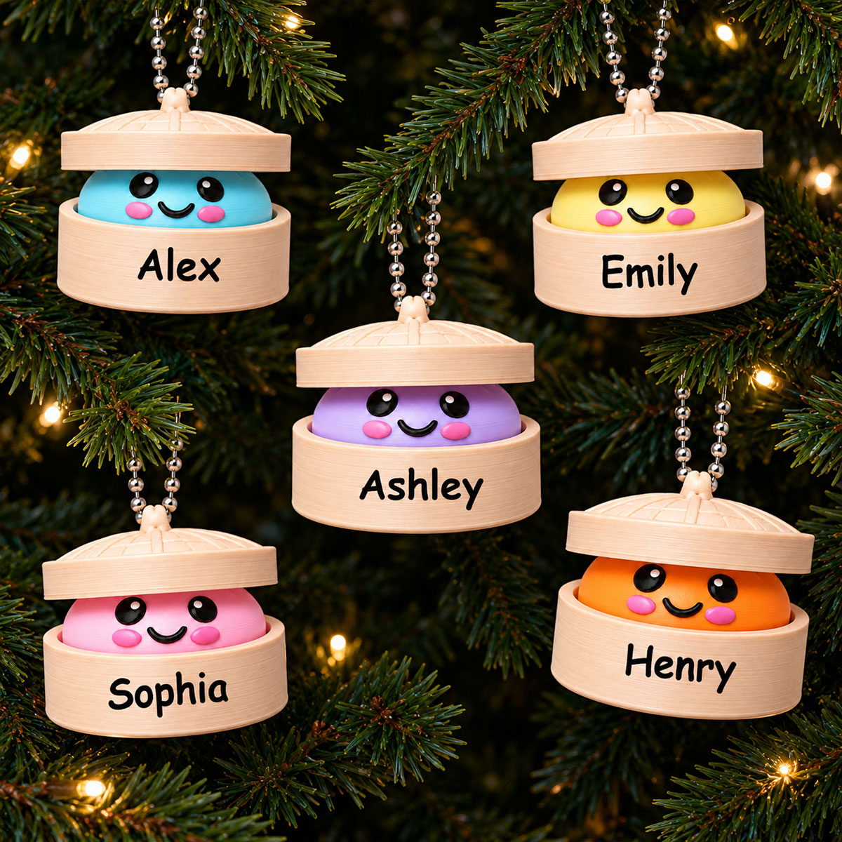 Custom Name Dumpling - Personalized 3D Clicker Ornament - Christmas Gift For Kids, Grandkids, Granddaughter, Grandson