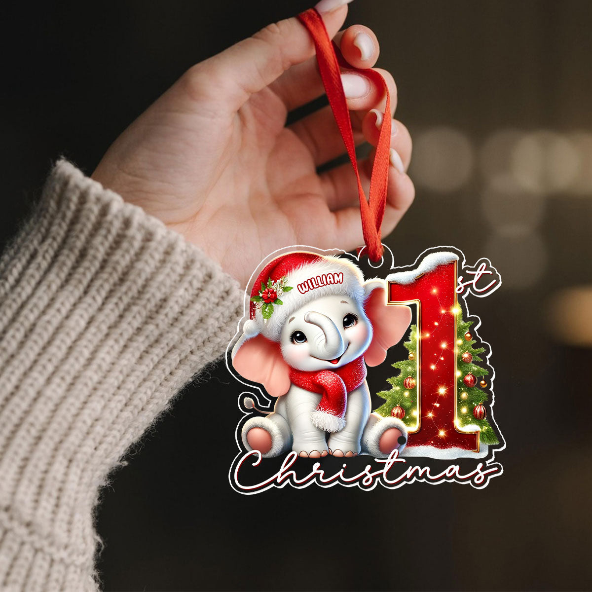 Baby's First Christmas Realistic Cute Animal Personalized Acrylic Ornament, Unique Christmas Gift For New Born New Parent