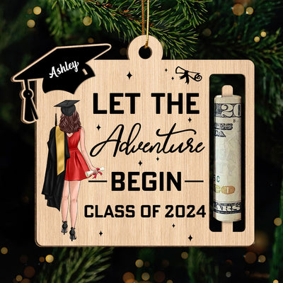 Let The Adventure Begin Personalized Holiday Money Holder Ornament, Christmas Gift